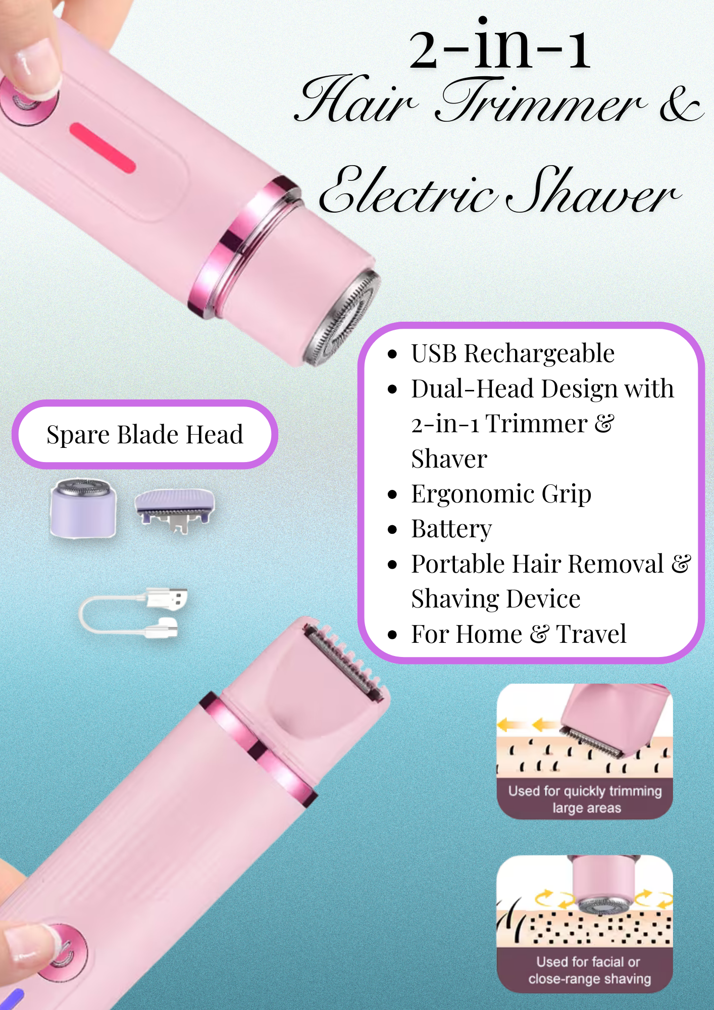 Aura Beauty™ Painless 2-in-1 Hair Remover