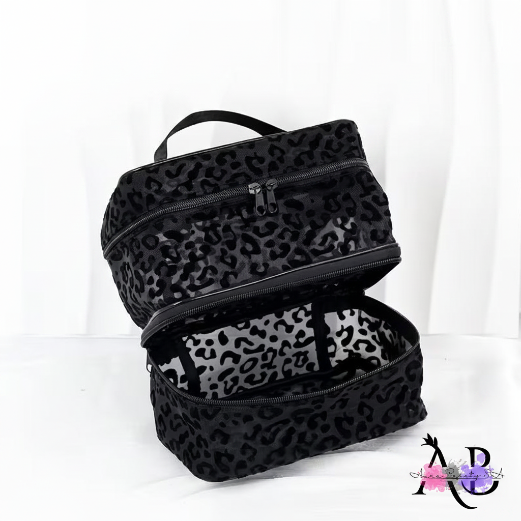 Leopard Makeup Bag - Open Two Compartments