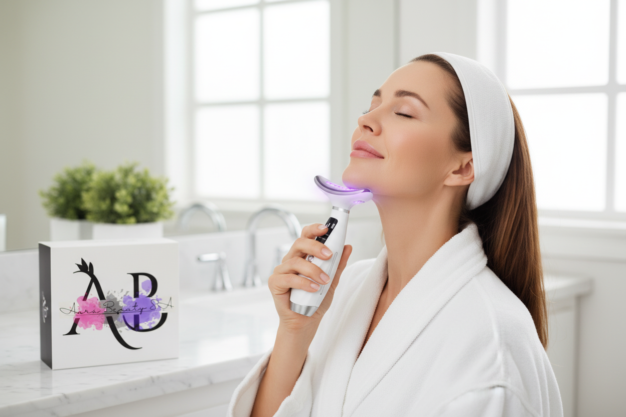Woman Using Neck Massager